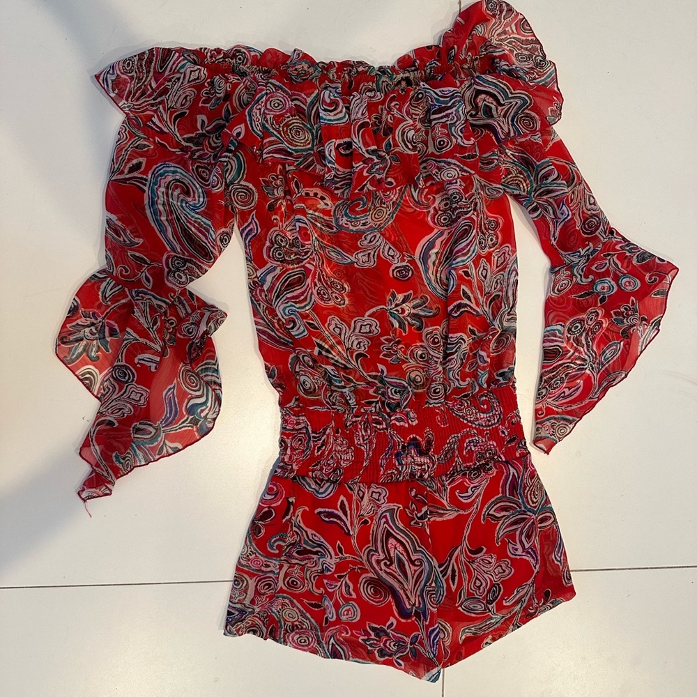 Red romper flowy